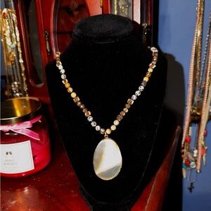 Elegant Gold and Brown Long Beaded Necklace NWT